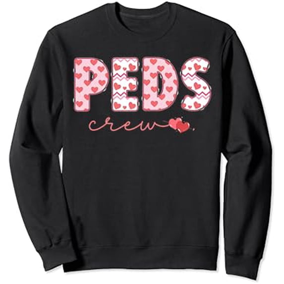 Colorful Heart PEDS Crew Sweatshirt for Nurses - Perfect Valentine's ...