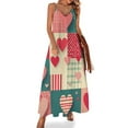thumbnail image 1 of Colorful Heart Patchwork Pattern Sleeveless Suspender Dress Summer Fashion Casual Long Dress, 1 of 9