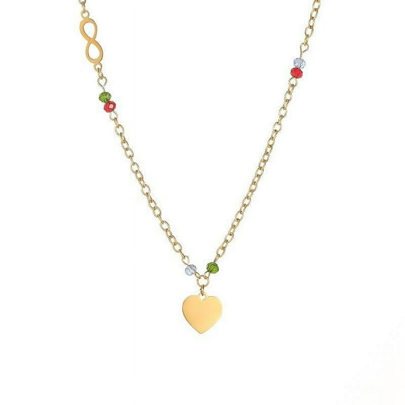 Colorful Heart Pendant Necklace 14K Gold Plated Heart Necklaces for Women Gold Chain Rainbow Heart Necklace for Gift