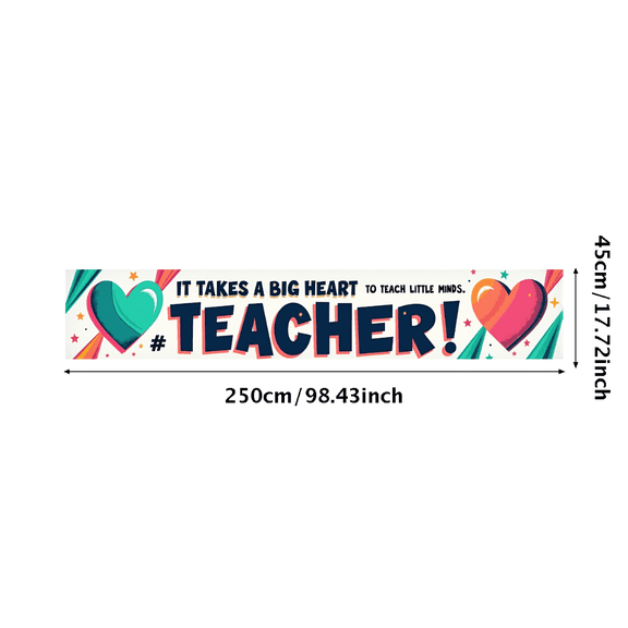 Colorful Heart Shaped Banner with Inspiring Quote for Teachers, Valentine's Day Party Decoration Backdrop, Classroom Decor, Photo Booth Background, Appreciation Event Decorations