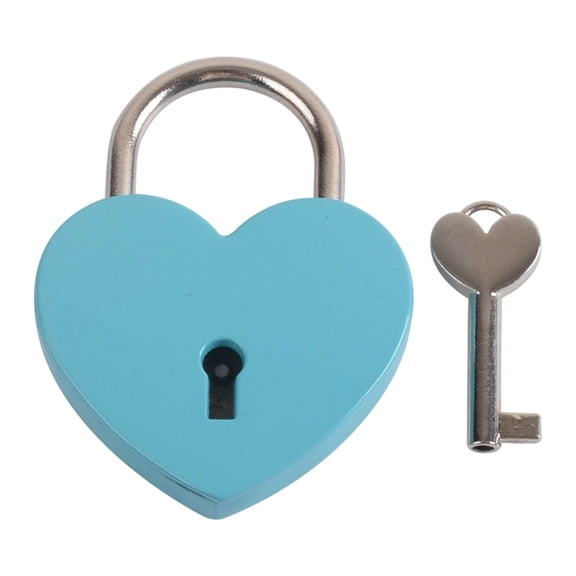 Colorful Heart Shaped Mini Padlock With Key, Small Metal Love Lock For Luggage Jewelry Box, Valentine Gift (Blue ,5.8*4.4CM)