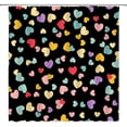 thumbnail image 1 of Colorful Heart Shower Curtain Valentine''s Day Sweet Lover Heart Retro Fashion Girl Black Background Fabric Bathroom Curtain Set with Hooks(70" WX70 H), 1 of 3