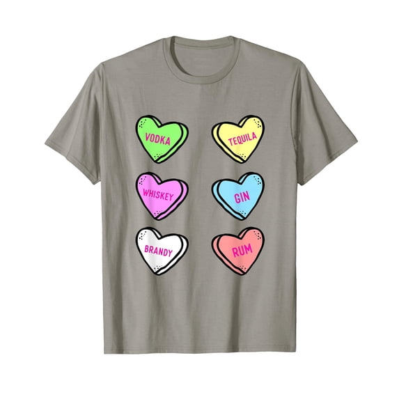 Colorful Hearts Anti-Valentine's Day T-Shirt for Liquor Lovers