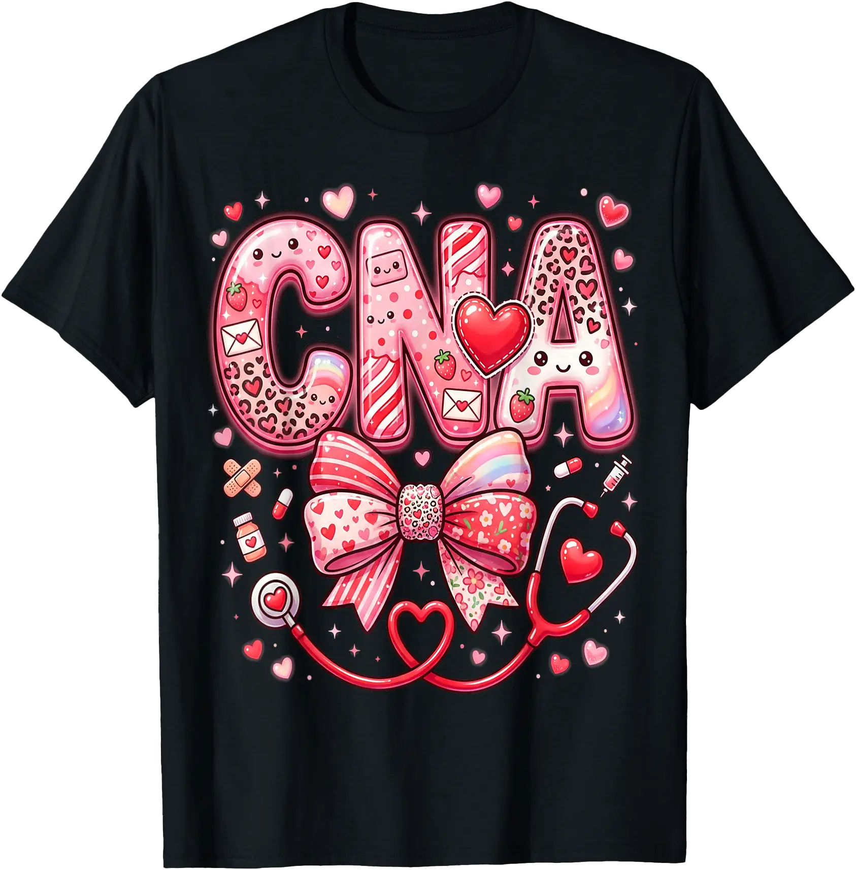 Colorful Hearts CNA T-Shirt for Certified Nursing Assistants - Perfect ...