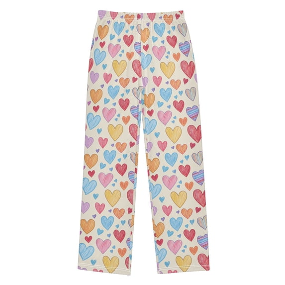 Colorful Hearts Pattern Pajama Pants Soft Lightweight Lounge Pants Bottoms Sleep Pants Warm Comfy