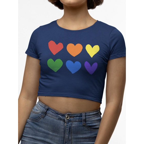 Colorful Hearts Pride Design Tee Crop Tee Women's