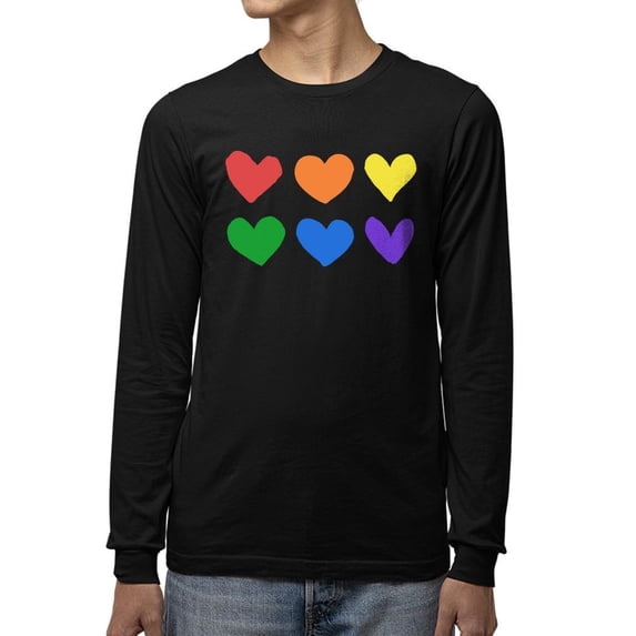 Colorful Hearts Pride Design Tee Long Sleeve Men's