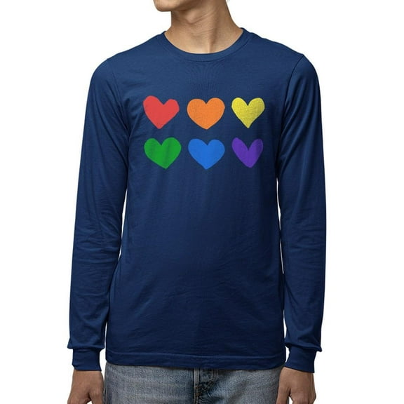 Colorful Hearts Pride Design Tee Long Sleeve Men's