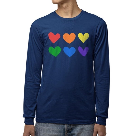 Colorful Hearts Pride Design Tee Long Sleeve Men's