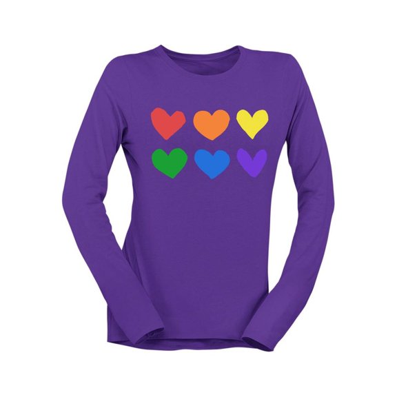 Colorful Hearts Pride Design Tee Long Sleeve Women's