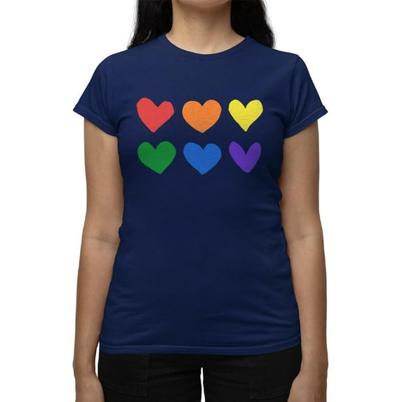 Colorful Hearts Pride Design Tee T-shirt Color Women's