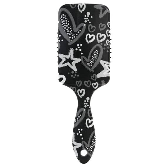 Colorful Hearts and Stars with Dots on Dark Background Air Cushion Comb Hairbrush Prevent static Snag Tangle for Women Ladies Detaining Separating Shaping Wavy Curly Straight Hair