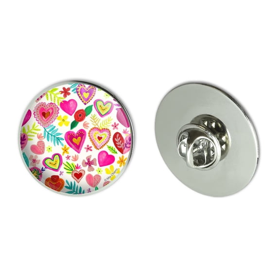 Colorful Hearts Valentines Metal 1.1" Tie Tack Hat Lapel Pin Pinback