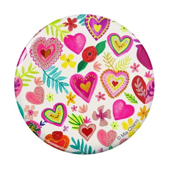 Colorful Hearts Valentines Pinback Button Pin