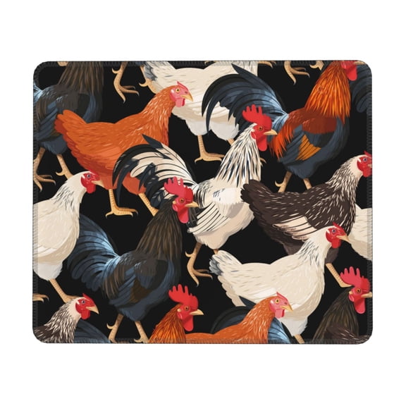 Colorful Hens Chicken Vintage Mouse Pad Non-Slip Rubber Gaming Mousepad Rectangle for Computers Laptop 7.9 x 9.5 in