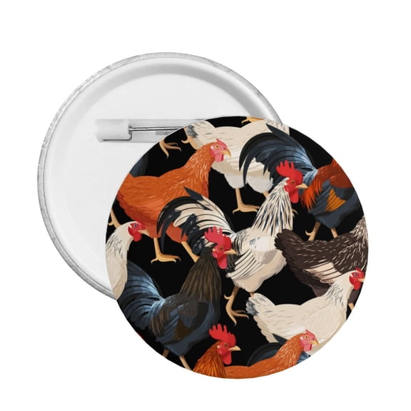 Colorful Hens Chicken Vintage Round Button Pin Badge 5PCS Pinback Buttons Lapel Pin for Jacket, Backpack, Hat, Party Favor, Gift