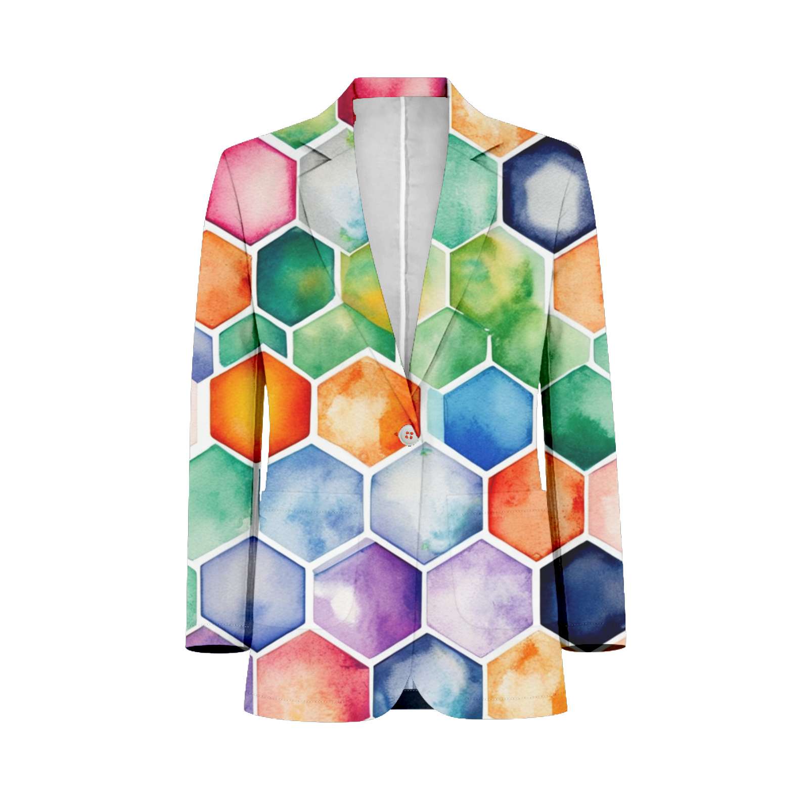 Colorful Hexagon Pattern Customized Men's Suits full man Shawl Collar ...