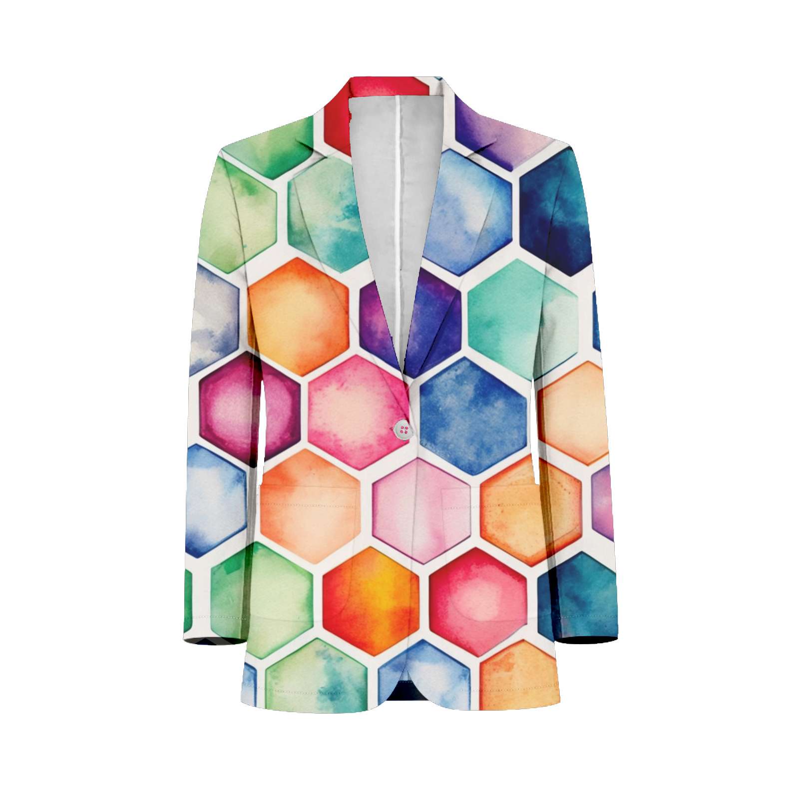 Colorful Hexagon Pattern Mens Suits Shawl Collar Slim Fit Suit Mens ...