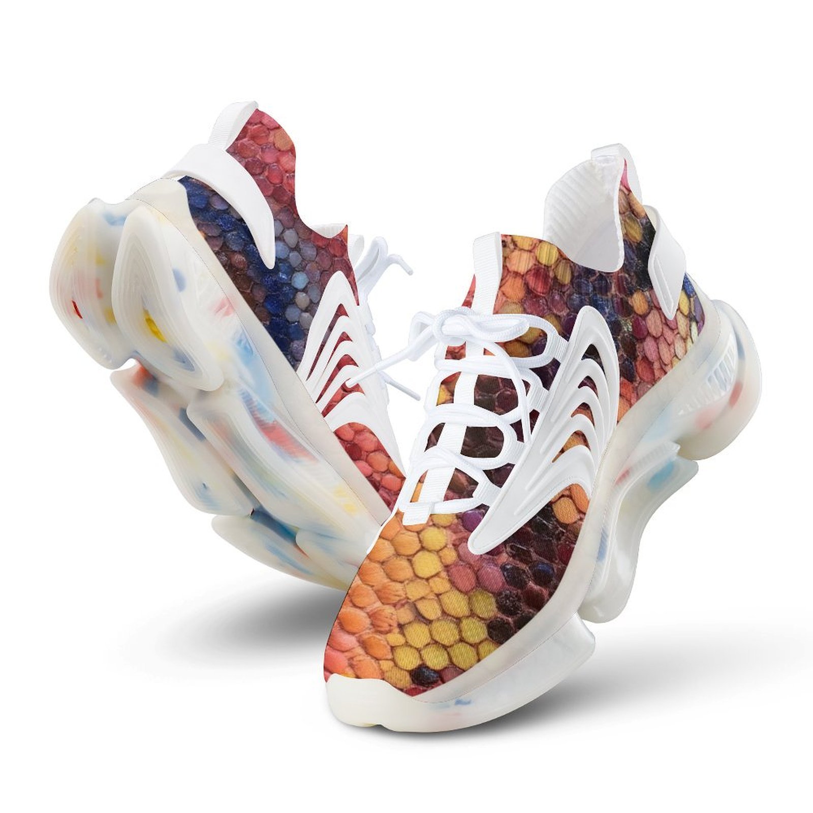 Colorful Hexagonal Mosaic Artwork Walking Shoes for Men Woman ...
