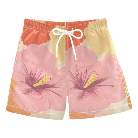 Colorful Hibiscus Flowers Boys' Swim Trunks Board Shorts Beach Pants Bathing Bottoms 3T