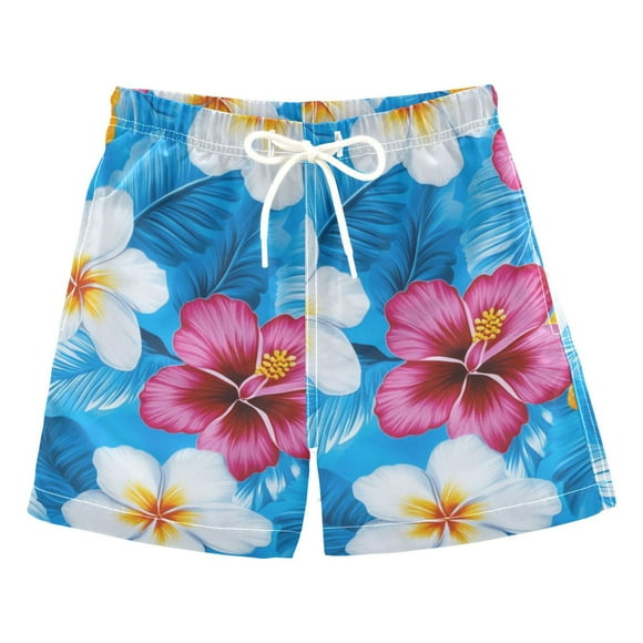 Colorful Hibiscus Flowers Hawaii Boys' Swim Trunks Board Shorts Beach Pants Bathing Bottoms 4T