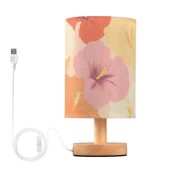 Colorful Hibiscus Flowers Table Lamp with USB Port LED Warm Light Lamp Night Light Home Decor