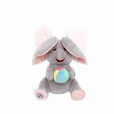 Colorful Hide And Seek Elephant Plush Pillow, 25Cm Interactive Toy, Battery Operated, Gift For Kids