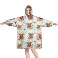 thumbnail image 1 of Colorful Highland Cow Flower Pattern Wearable Oversized Blanket,Wearable Blanket Hoodie for Adults,Cozy Hooded Blankets with Super Pockets,Super Warm Fuzzy Pullover for Women & Men, 1 of 6