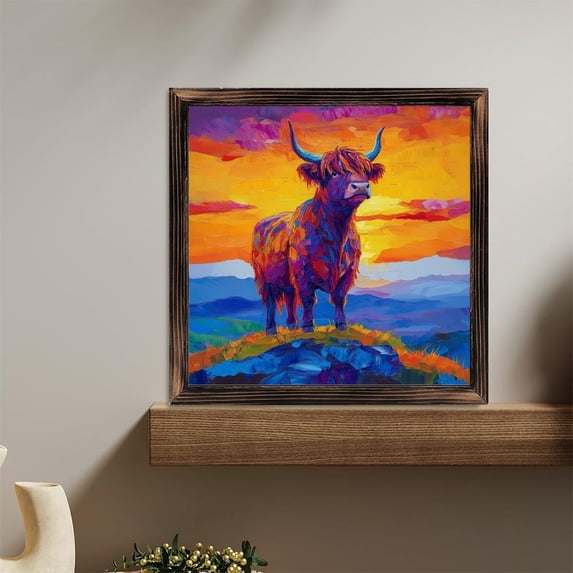Colorful Highland Cow Wooden Sign Wall Plaque - Vintage Art Decoration, Wall Decoration - Ideal Gift For Home Decoration, Living Room, Bathroom, Bedroom, Garden, Dining, Bar, Cafe, Festival Party D