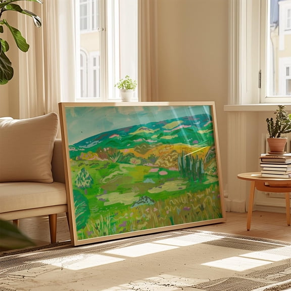 Colorful Hills Landscape Scenery Wall Art, Unframed Paper Poster 8x10in