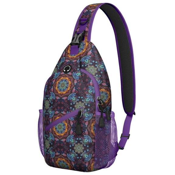 Colorful Hippie Sling Backpack for Students, Retro Boho Crossbody Bag with Fashionable Storage for Essentials