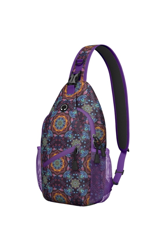 Colorful Hippie Sling Backpack for Students, Retro Boho Crossbody Bag with Fashionable Storage for Essentials