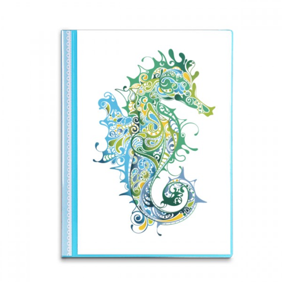 Colorful Hippocampus Marine Life Pattern Book Sheet Protectors Portfolio Binder Folder