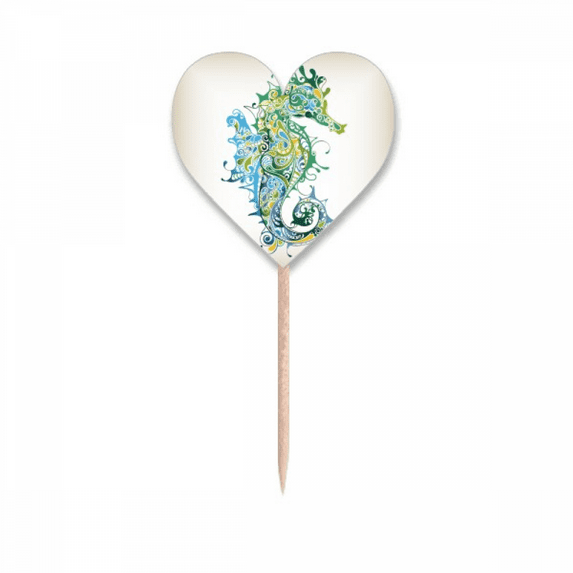 Colorful Hippocampus Marine Life Pattern Toothpick Flags Heart Lable Cupcake Picks