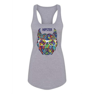 Colorful Hipster Pitbull. Tank Women -Image by Shutterstock, Female Small