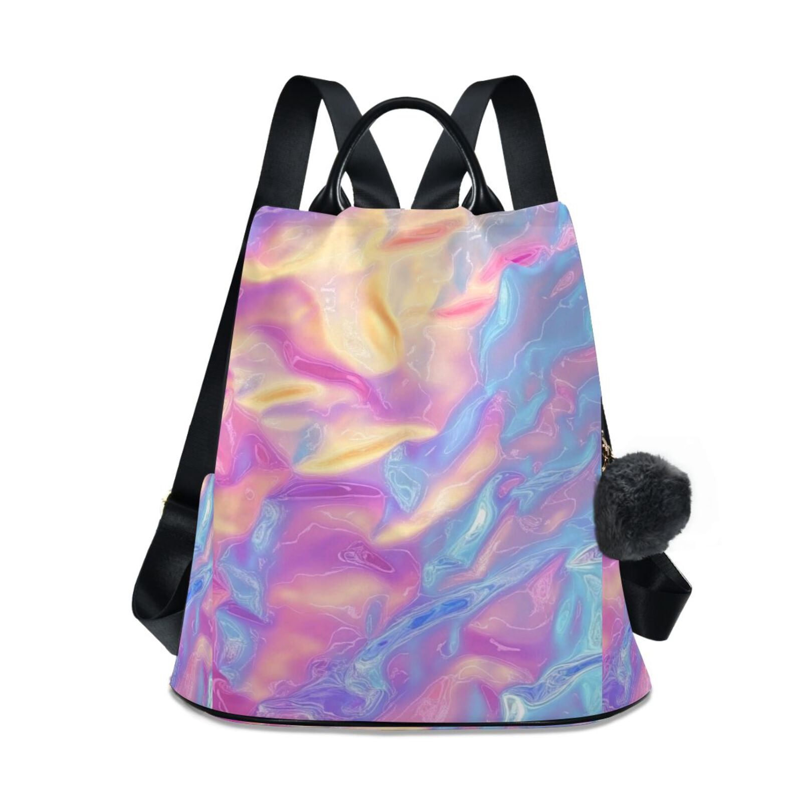 Colorful Hologram Waves Travel Laptops Backpack for Women Anti-theft Casual Work Bag Daypack Lightweight Laptop Bag