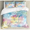 thumbnail image 1 of Colorful Home Decor King Size Duvet Cover Set, Romantic Brushstroke Backdrop with Haze Blur Splash Features and Moth Antler, Decorative 3 Piece Bedding Set with 2 Pillow Shams, Multi, by Ambesonne, 1 of 3