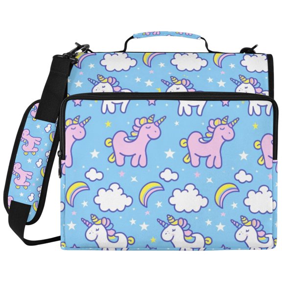 Colorful Horse 3 Ring Binder Bag Zipper Binder Organizer with 14 Inch Laptop Sleeve
