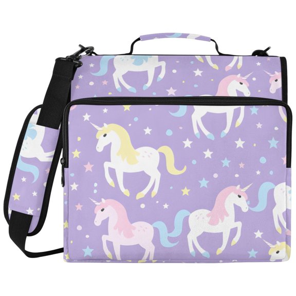 Colorful Horse Pattern 3 Ring Binder Bag Zipper Binder Organizer with 14 Inch Laptop Sleeve
