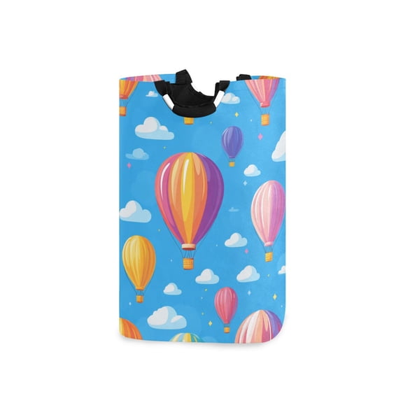 Colorful Hot Air Balloon Clouds Cute Laundry Basket with Handles Foldable Laundry Hamper Freestanding Washing Bin 50L