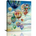thumbnail image 1 of Colorful Hot Air Balloon Decor Wall Art Watercolor Balloon Decor Wall Art Hot Air Balloon Pictures Canvas Painting Framed Artwork for Living Room Bathroom Bedroom 12"x16", 1 of 6
