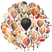 Colorful Hot Air Balloon Sticker Pack PVC Adventure Decals for Luggage Suitcase Laptop