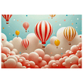 thumbnail image 1 of Colorful Hot Air Balloon Themed Backdrop Banner Cloud Elements Party Decorations Photography Props Background for Celebrations Kids Parties and Events, 1 of 8