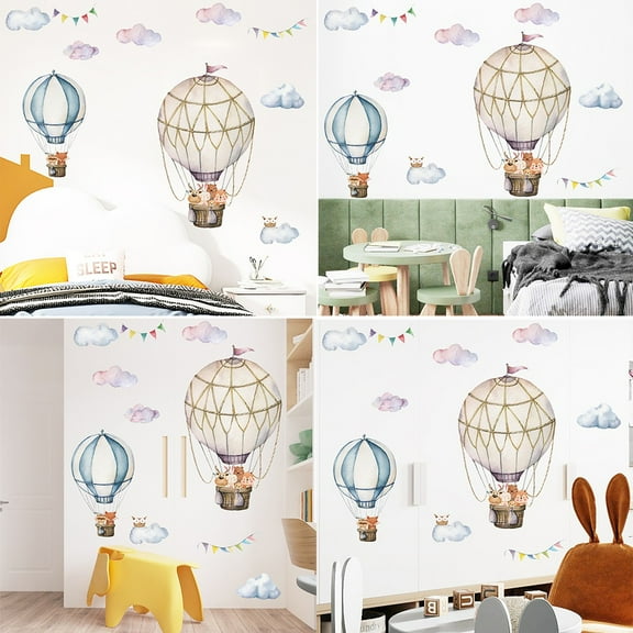 Colorful Hot Air Balloon Wall Stickers Baby Nursery Room Home PVC Decor Art Smile Home