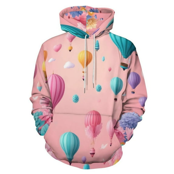 Colorful Hot Air Balloons And Flowers Men's Women New Sweatshirt Hoodie Men's Plus Size Sweatshirt Hooded Sweatshirt 3d Printed Street Men's Cloth