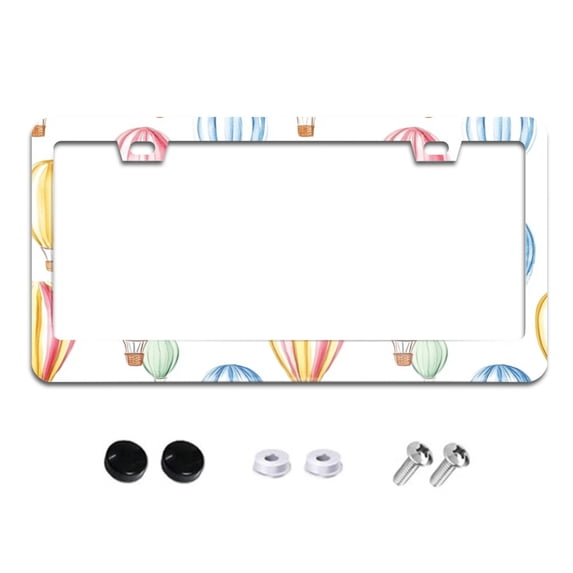 Colorful Hot Air Balloons License Plate Frames for Women Men Car Plate Holder Cover Metal Tag Aluminum Car Accessories Front Rear Plate Decor