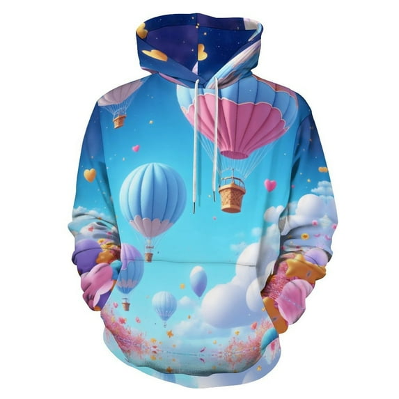 Colorful Hot Air Balloons in Sky 3D Print Hoodie Men Women Autumn Thin Pullover Sweatshirt Vintage Streetwear Tops