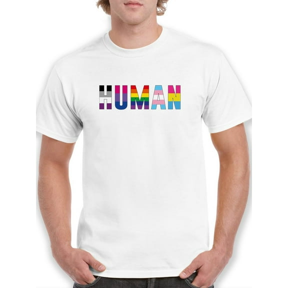 Colorful Human Slogan Men T-Shirt, Male XX-Large