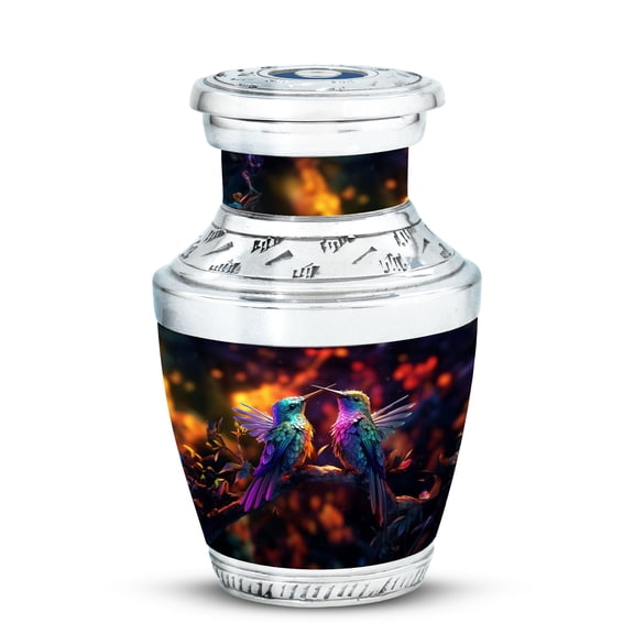 Colorful Humming Bird Small Elegant Urn for Women's Ashes - Petite Memorial with Heartfelt Design Funeral Urns For Human Ashes - Memorial Urns 3 Inch, 1 Pc