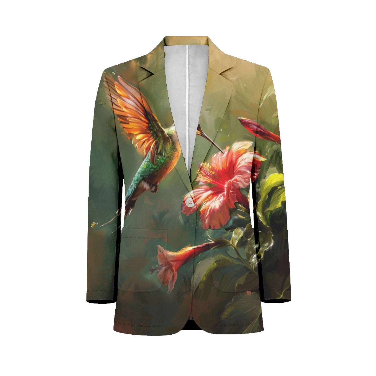 Colorful Hummingbird And Flowers Men Blazers Slim Clothing Summer ...